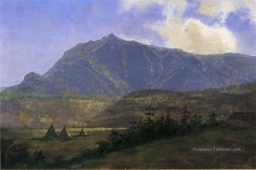 Campement indien Albert Bierstadt Montagne Peinture à l'huile